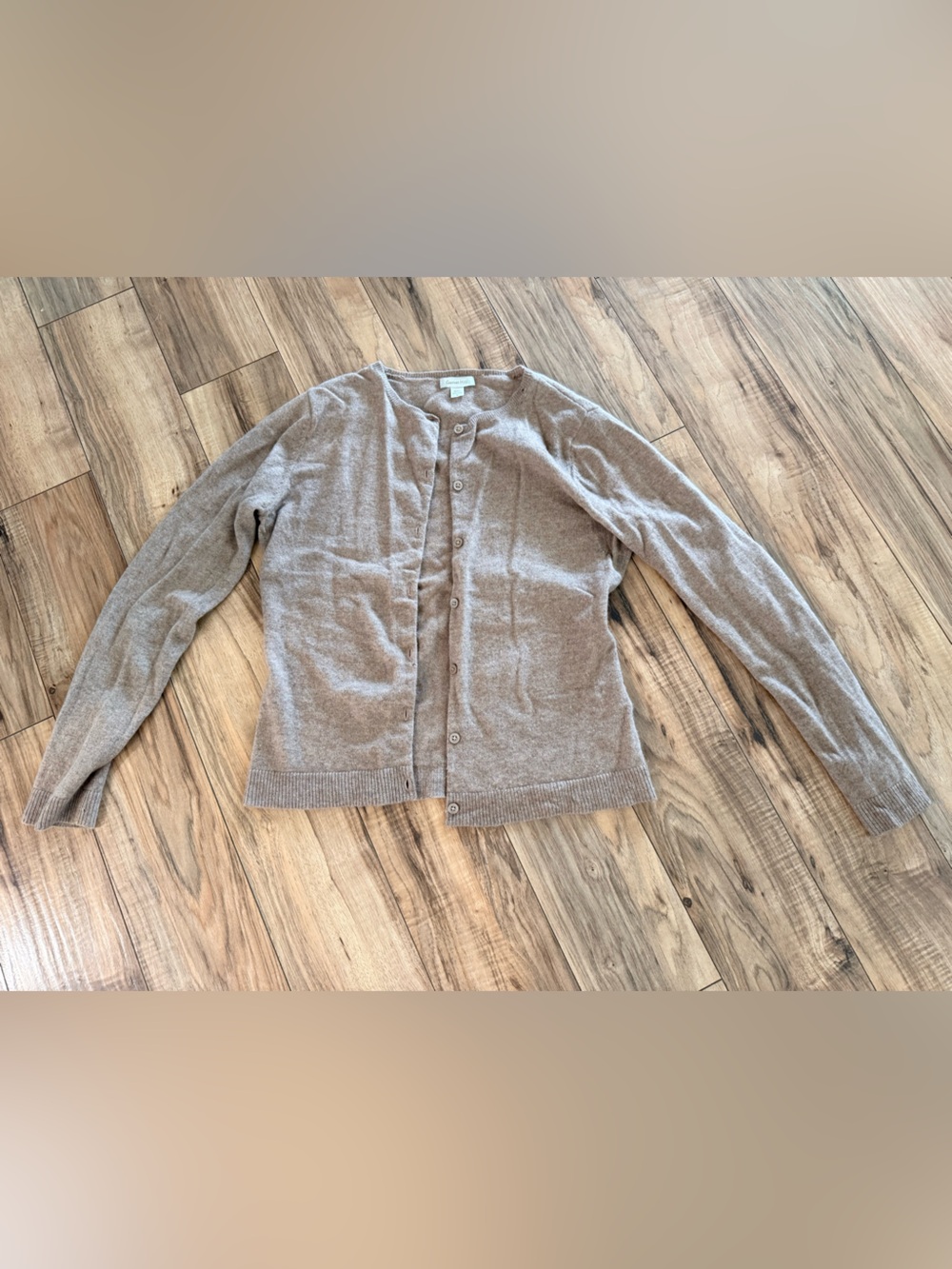 Classic Women's Crewneck CASHMERE Cardigan Sweater - Taupe